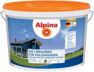 Краска водно-дисперсионная для наружных работ Alpina die Langlebige fuer Holzfassaden / Долговечная для деревянных фасадов База 1, 2,5 л / 10л